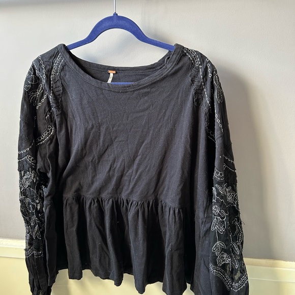 Free People adorablele baby doll black top in size medium - Picture 1 of 8
